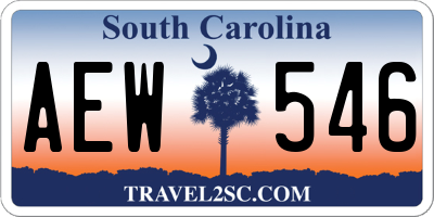 SC license plate AEW546