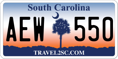 SC license plate AEW550