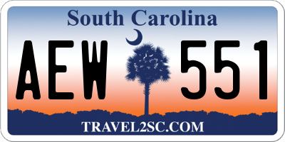 SC license plate AEW551