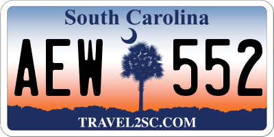 SC license plate AEW552