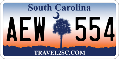 SC license plate AEW554