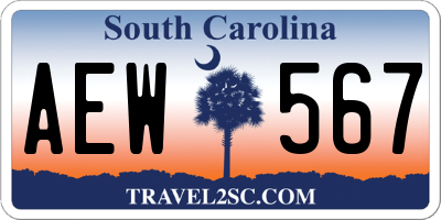 SC license plate AEW567