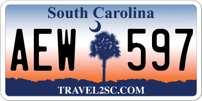 SC license plate AEW597