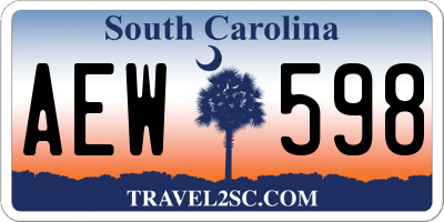 SC license plate AEW598