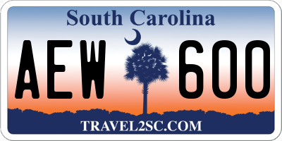 SC license plate AEW600