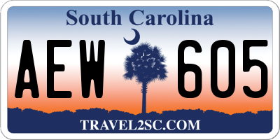 SC license plate AEW605