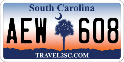 SC license plate AEW608