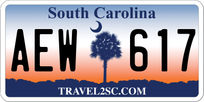 SC license plate AEW617