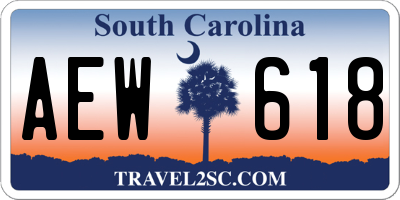 SC license plate AEW618