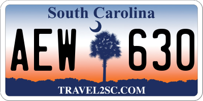 SC license plate AEW630