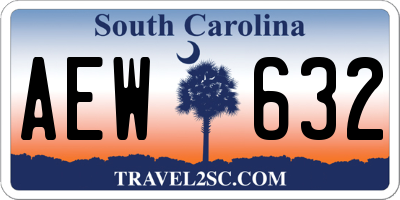 SC license plate AEW632