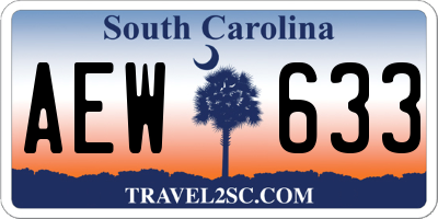 SC license plate AEW633