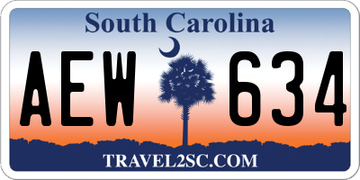 SC license plate AEW634