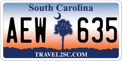 SC license plate AEW635