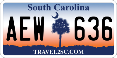 SC license plate AEW636