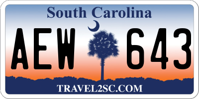 SC license plate AEW643