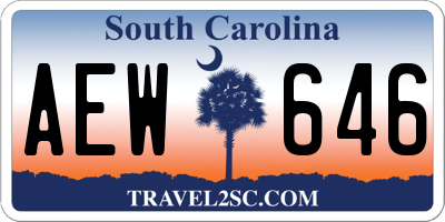 SC license plate AEW646