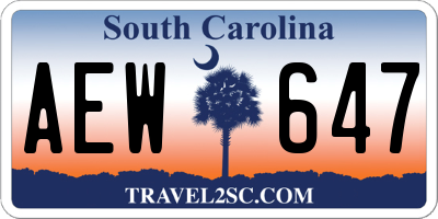 SC license plate AEW647