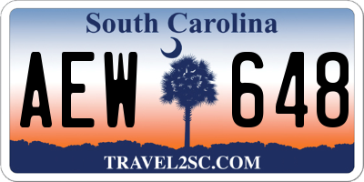 SC license plate AEW648