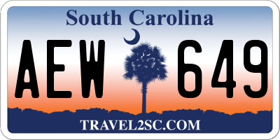 SC license plate AEW649