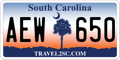SC license plate AEW650