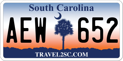 SC license plate AEW652
