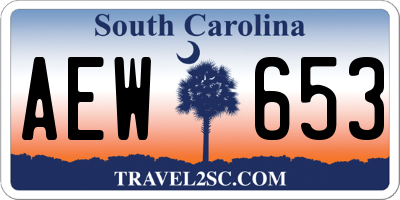 SC license plate AEW653