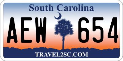 SC license plate AEW654