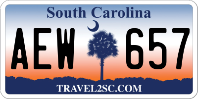 SC license plate AEW657