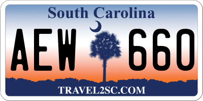 SC license plate AEW660