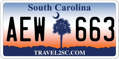 SC license plate AEW663
