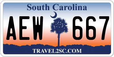 SC license plate AEW667