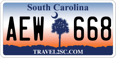 SC license plate AEW668