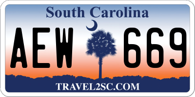 SC license plate AEW669