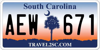 SC license plate AEW671