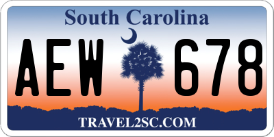 SC license plate AEW678