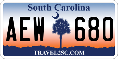 SC license plate AEW680