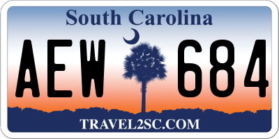 SC license plate AEW684