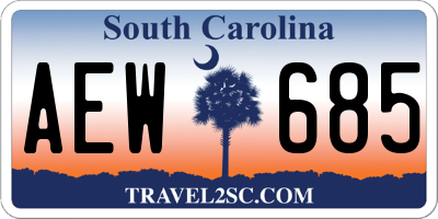 SC license plate AEW685