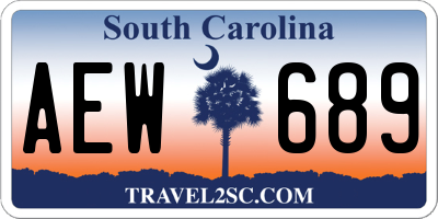 SC license plate AEW689