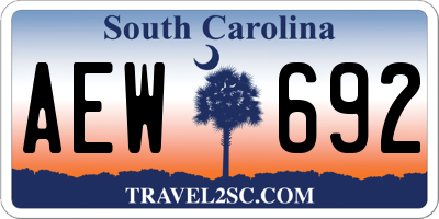 SC license plate AEW692