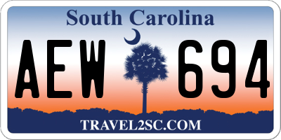 SC license plate AEW694