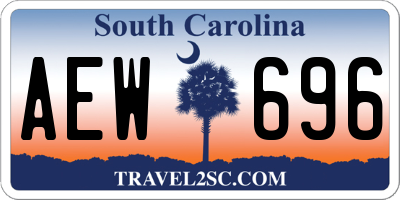 SC license plate AEW696
