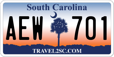 SC license plate AEW701