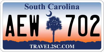 SC license plate AEW702