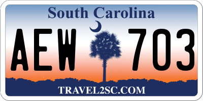 SC license plate AEW703