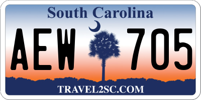 SC license plate AEW705