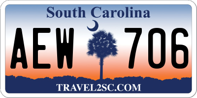 SC license plate AEW706