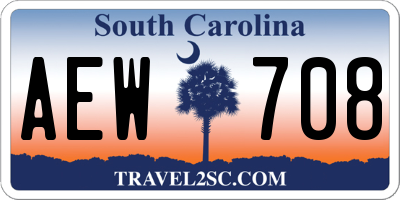 SC license plate AEW708