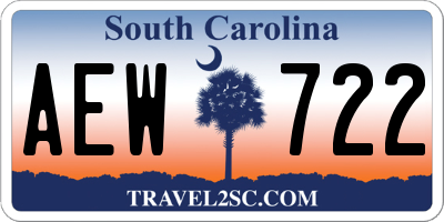 SC license plate AEW722